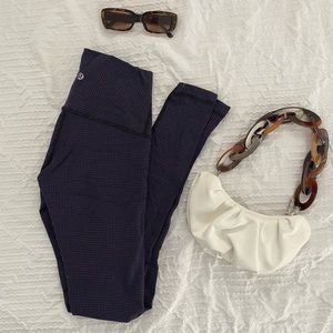 ★ Lululemon Wunder Under Sz 4 Teeny Check Black Cerulean Blue High Rise Legging